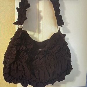 Elegant Black Ruffled Women's Bag